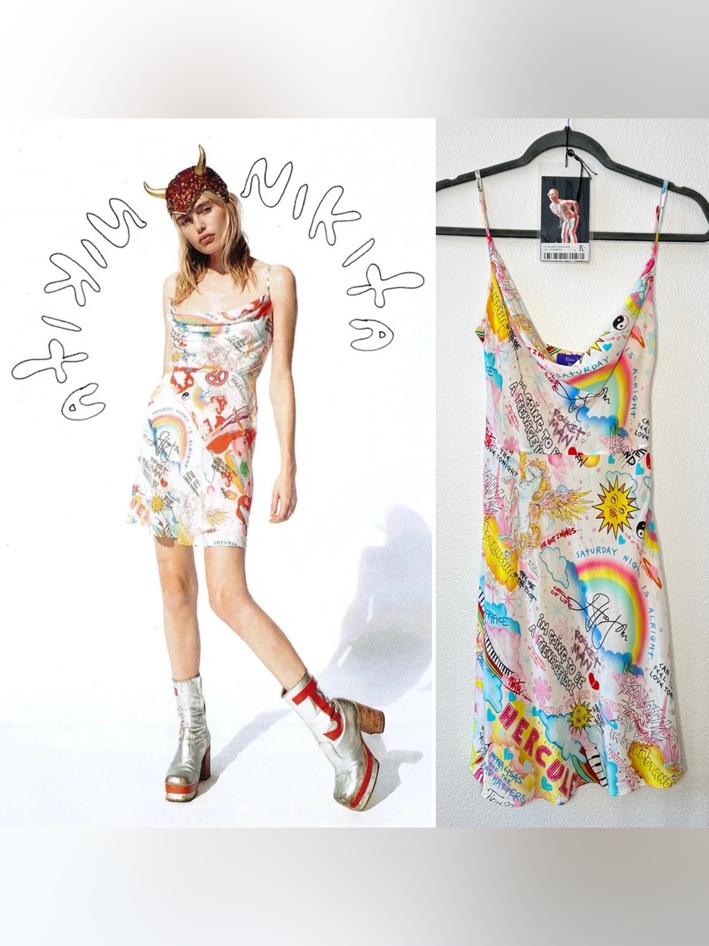 Realisation Par x Elton John The Nikita Dress White Graffiti Silk XS